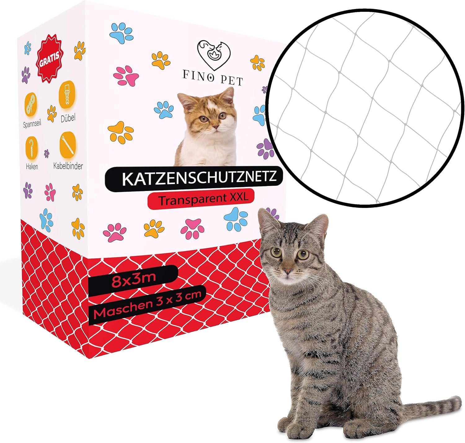 Katzennetz transparent – 8 × 3 m